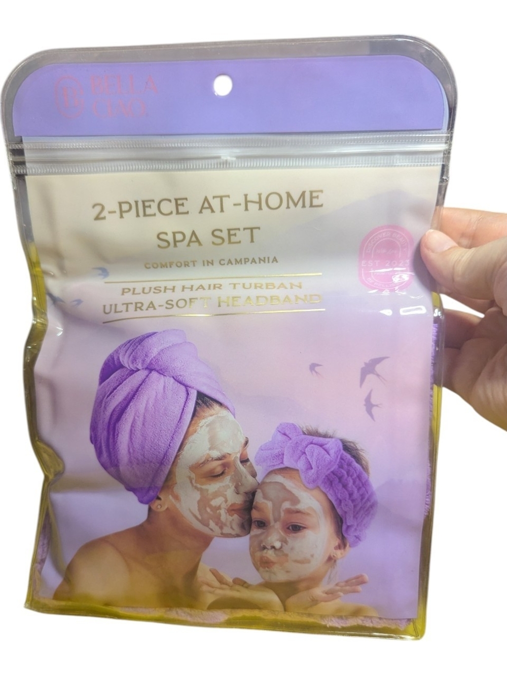 Bella Ciao 2-Piece Spa Hair Turban & Headband Set O/S Purple